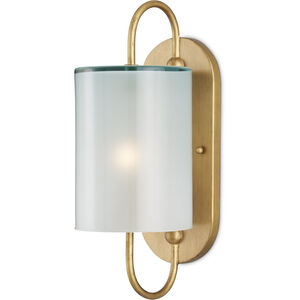 Glacier 1 Light 6 inch Brass and Frosted White Bath Sconce Wall Light