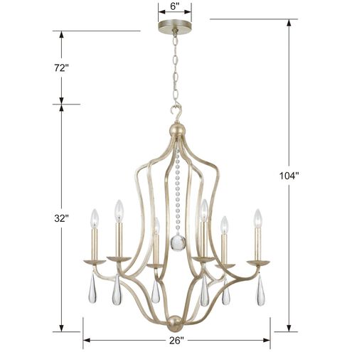 Manning 6 Light 26 inch Silver Leaf Chandelier Ceiling Light