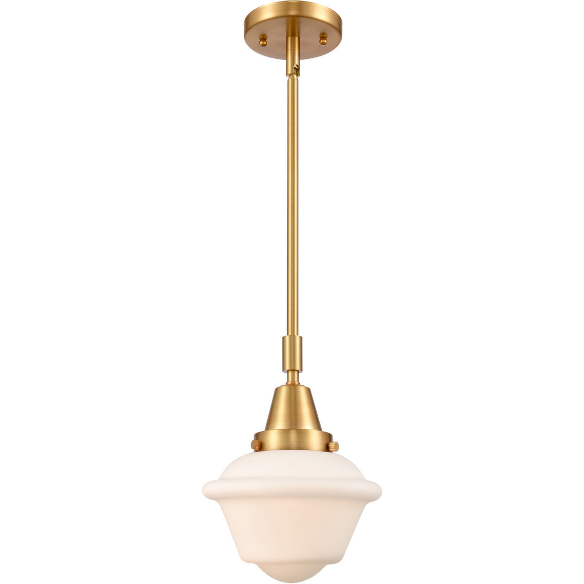 Franklin Restoration Small Oxford 1 Light 8 inch Satin Gold Mini Pendant Ceiling Light in Matte White Glass