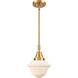 Franklin Restoration Small Oxford 1 Light 8 inch Satin Gold Mini Pendant Ceiling Light in Matte White Glass