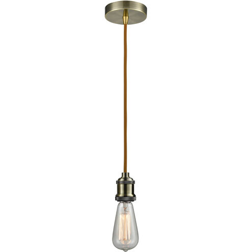 Edison Bare Bulb 1 Light 2 inch Antique Brass Mini Pendant Ceiling Light in Copper, Edison
