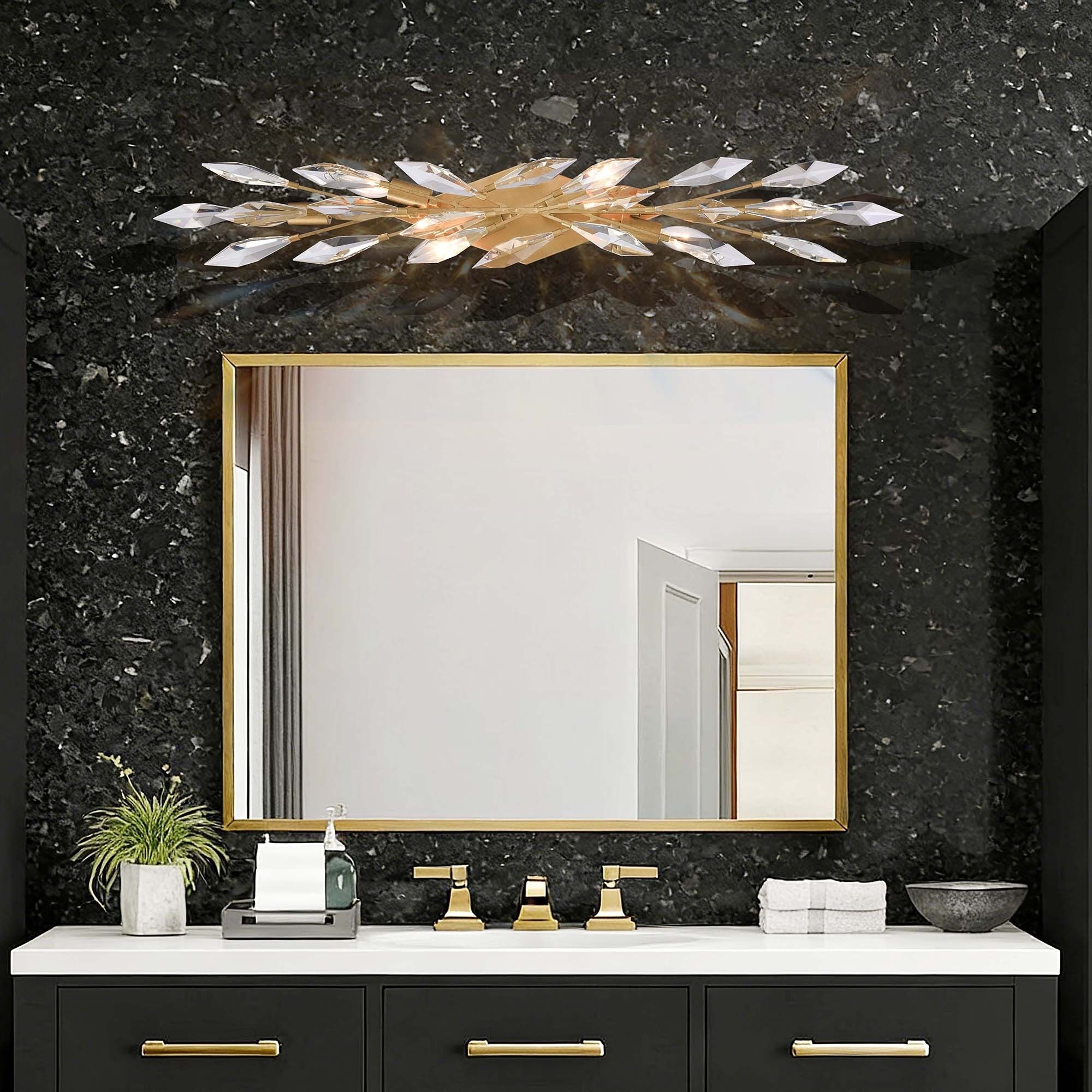 Crystal Fusion 6 Light 35 inch Peruvian Gold Bath Vanity Wall Light