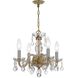 Traditional Crystal 4 Light 15 inch Polished Brass Mini Chandelier Ceiling Light in Clear Hand Cut