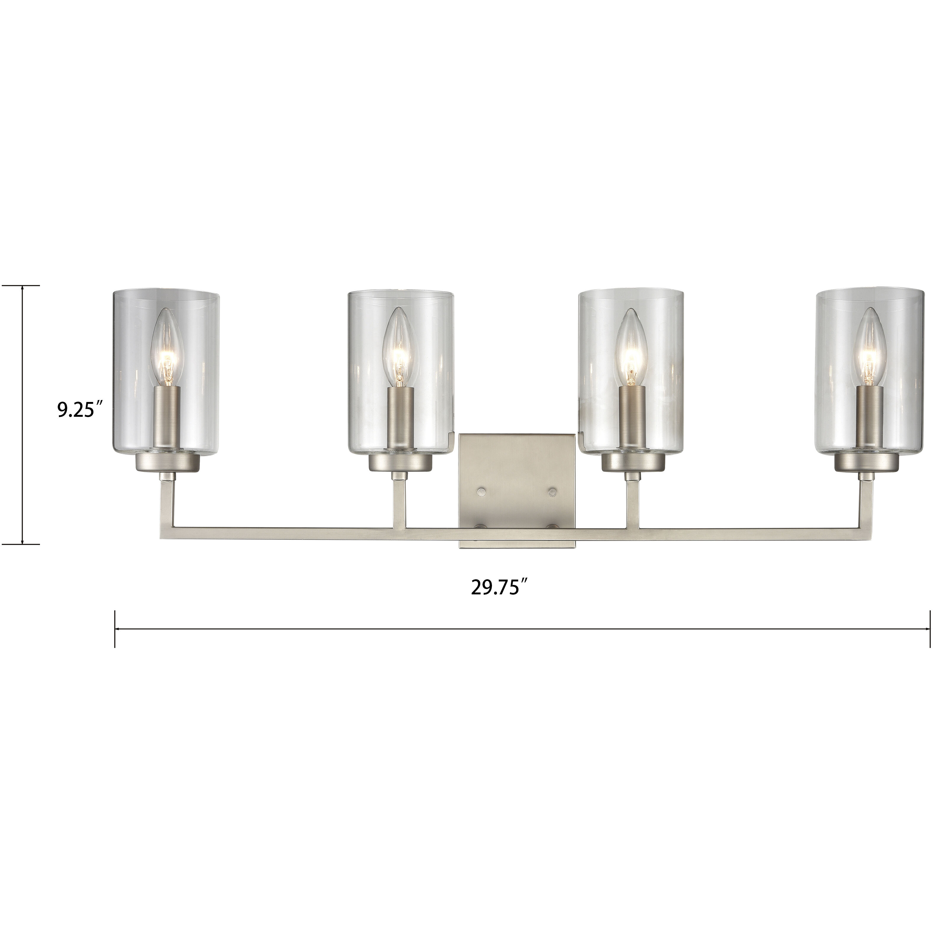 West End 4 Light 29.75 inch Brushed Nickel Vanity Light Wall Light