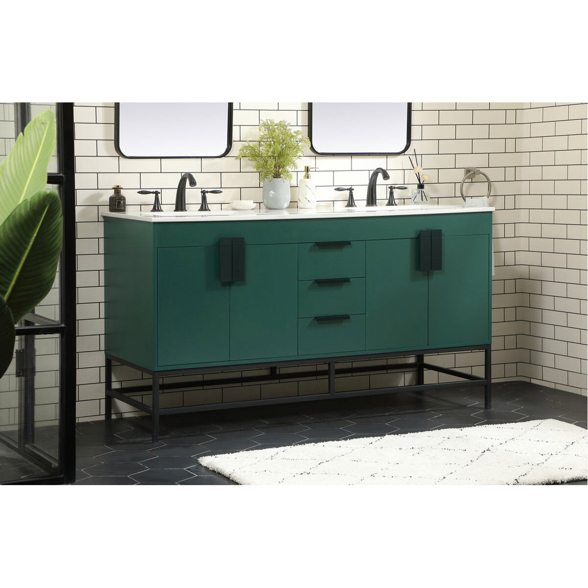 Eugene 60 X 22 X 33.5 inch Green Vanity Sink Set