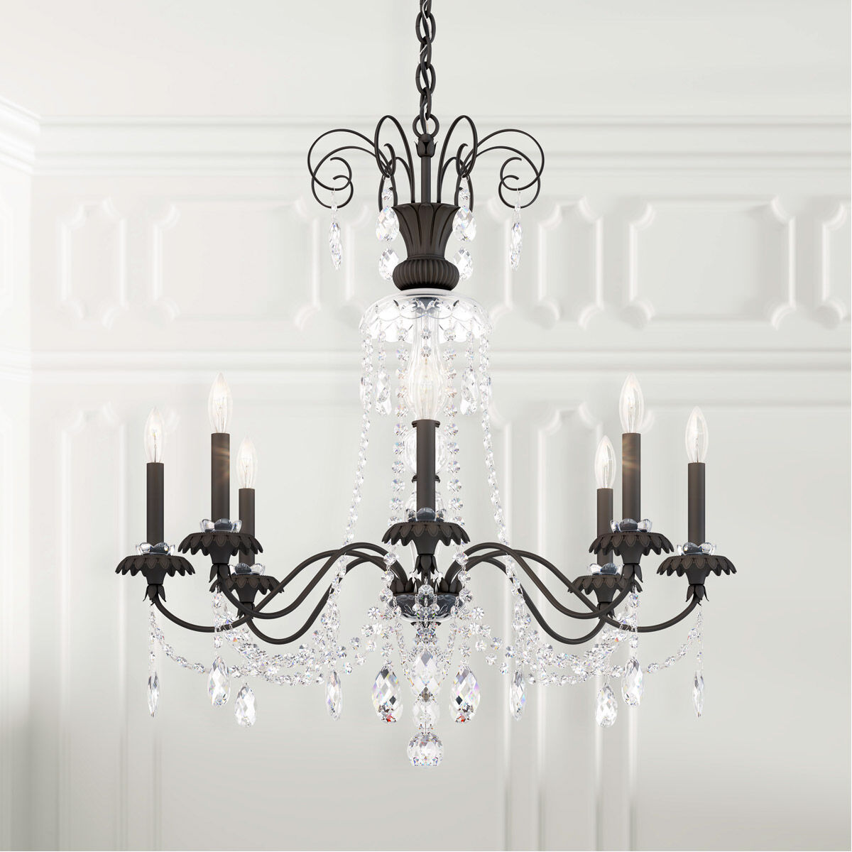 Helenia 8 Light 31.5 inch Black Chandelier Ceiling Light, Adjustable Height