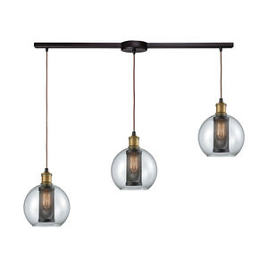 Airmont 3 Light 36 inch Oil Rubbed Bronze with Tarnished Brass Multi Pendant Ceiling Light, Configurable