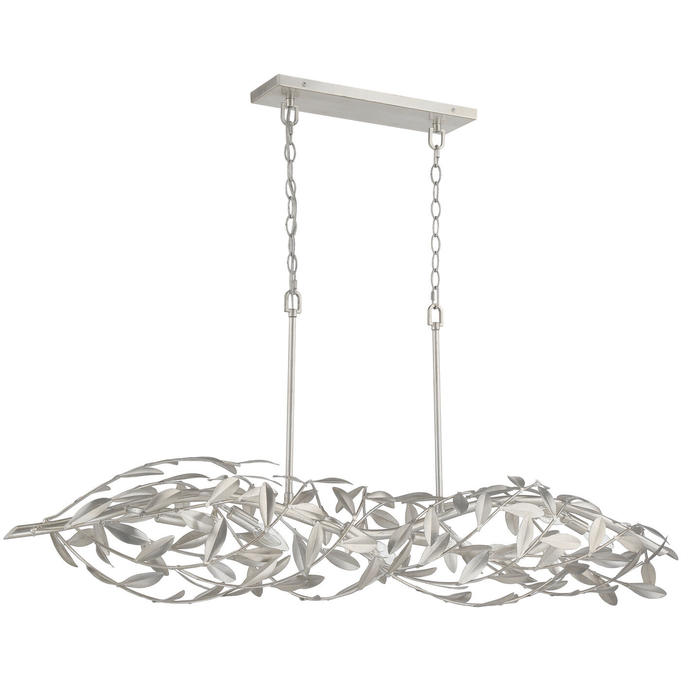 Broche 6 Light 50.5 inch Antique Silver Linear Chandelier Ceiling Light