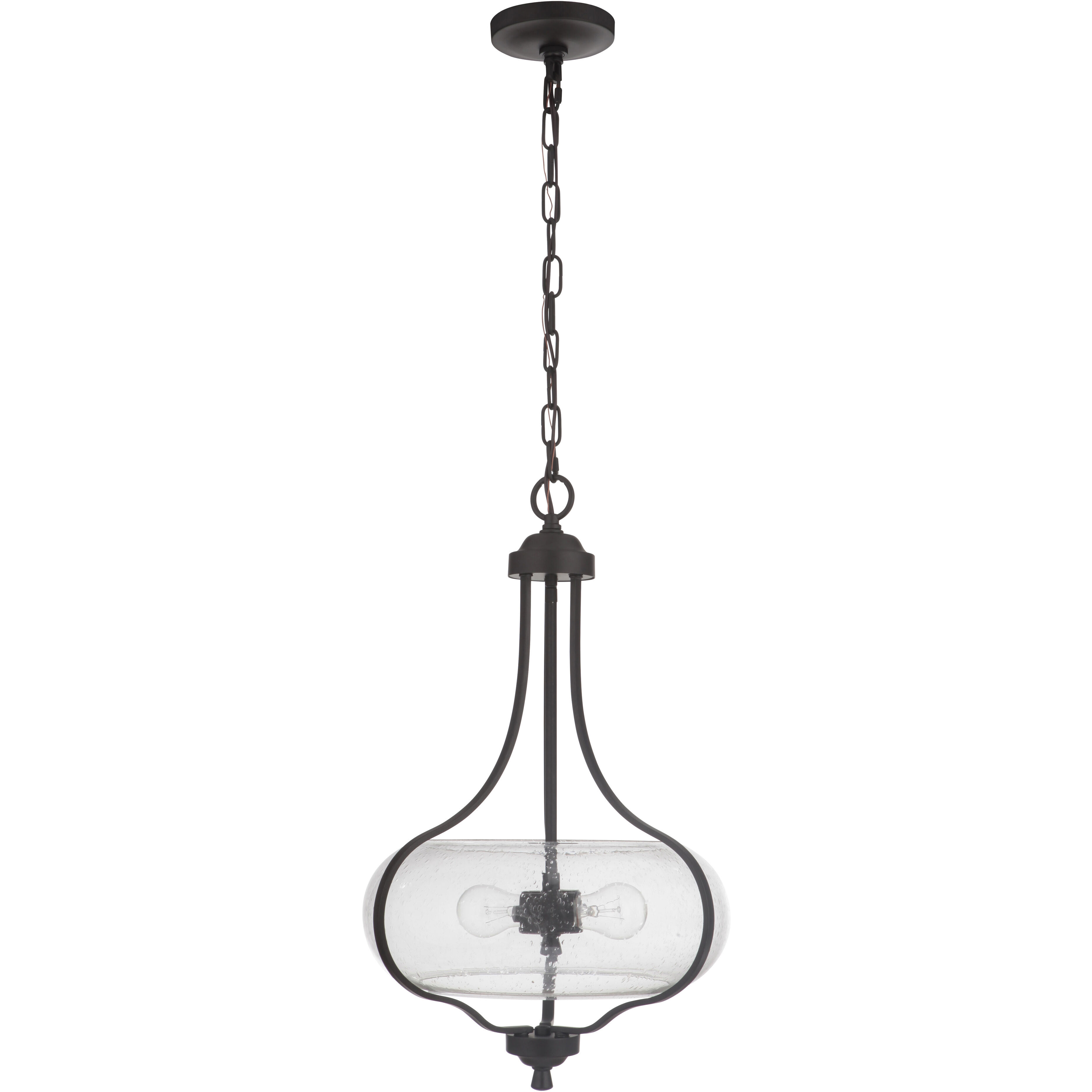 Neighborhood Serene 2 Light 15 inch Espresso Pendant Ceiling Light in Clear Seeded, Neighborhood Collection