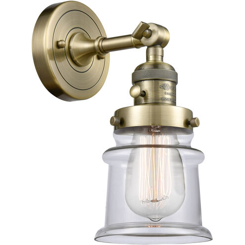 Franklin Restoration Small Canton 1 Light 7 inch Antique Brass Sconce Wall Light in Clear Glass, Franklin Restoration