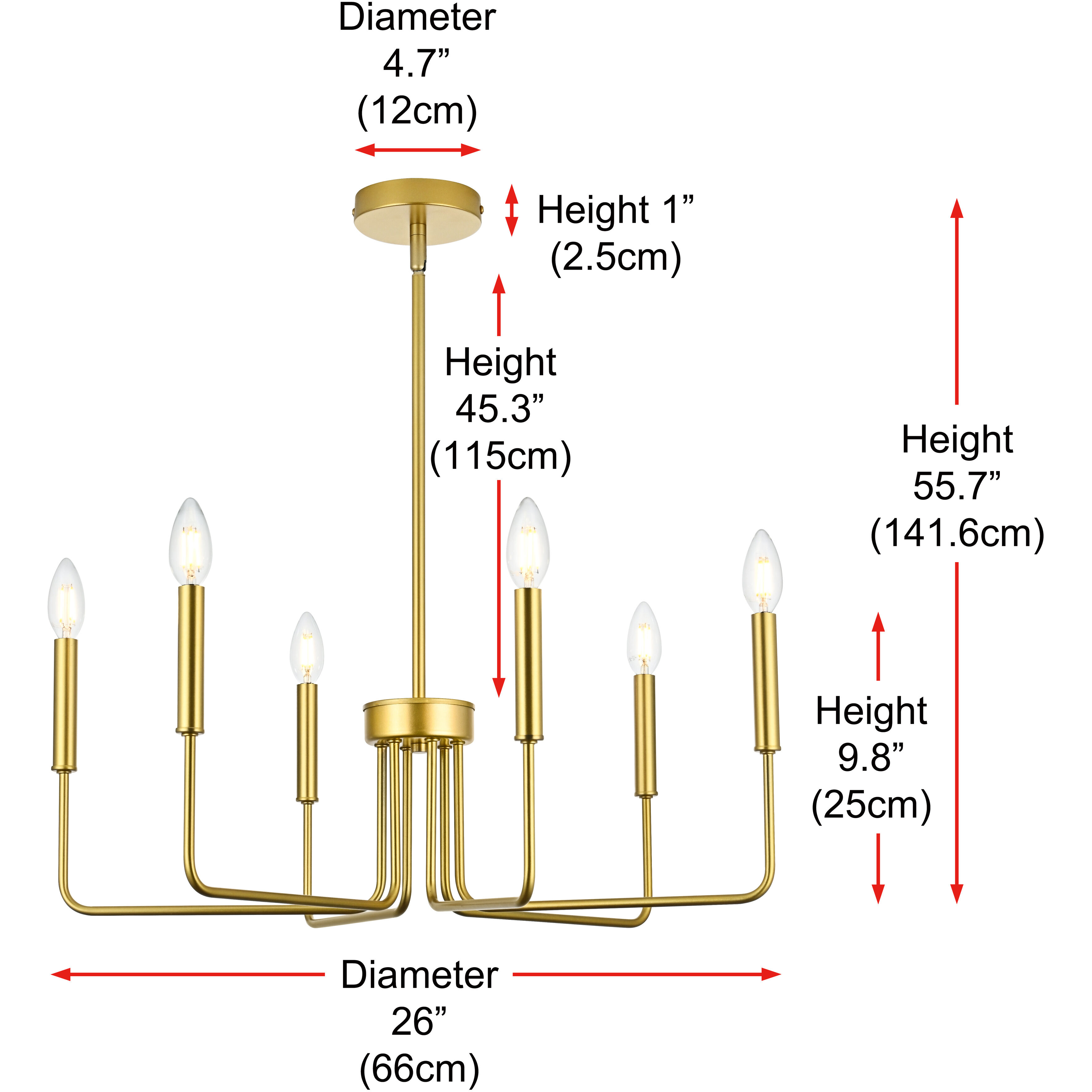 Willa 6 Light 26 inch Brass Pendant Ceiling Light