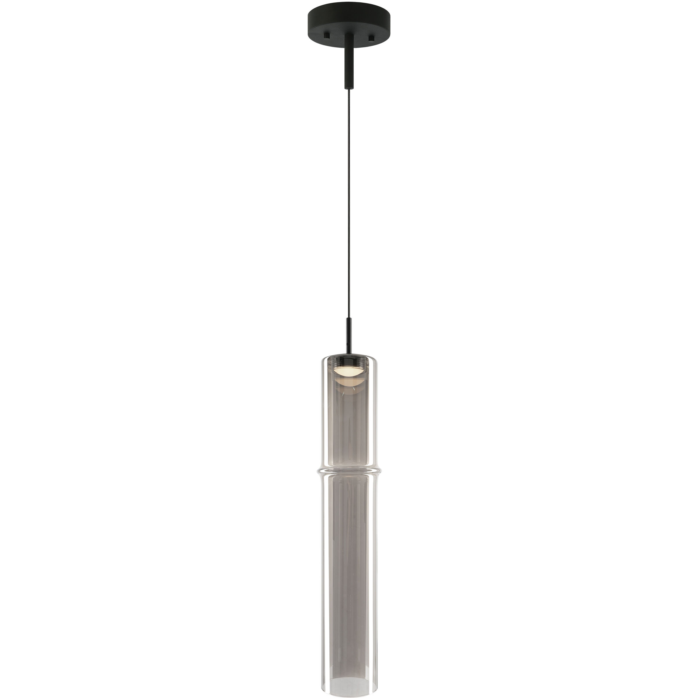 Bambu 1 Light 3.5 inch Matte Black and Smoked Glass Pendant Ceiling Light