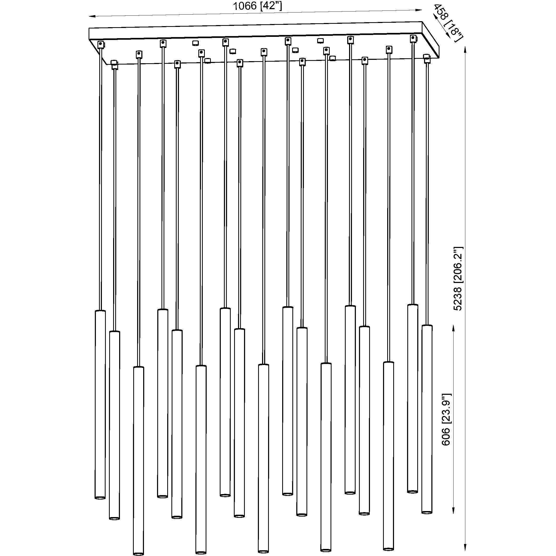 Forest Linear Chandelier Ceiling Light in Modern Gold