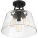 Calhoun 3 Light 13 inch Matte Black Semi-Flush Ceiling Light, Essentials