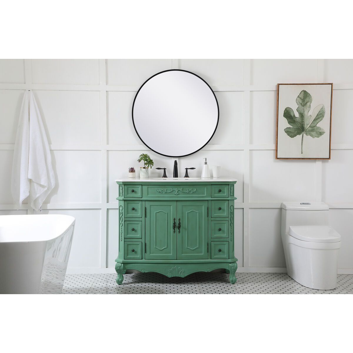 Danville 42 X 21 X 36 inch Vintage Mint Vanity Sink Set