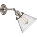 Franklin Restoration Large Cone LED 8 inch Brushed Satin Nickel Sconce Wall Light in Seedy Glass, Franklin Restoration