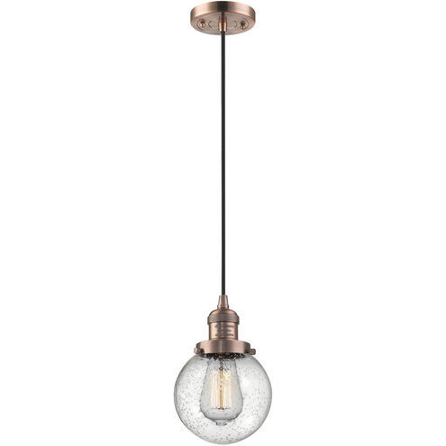 Franklin Restoration Beacon 1 Light 6 inch Antique Copper Mini Pendant Ceiling Light in Incandescent, Seedy, Franklin Restoration