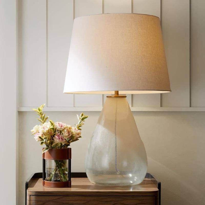 Tiber 30 inch 150.00 watt Clear and Antique Brass Table Lamp Portable Light