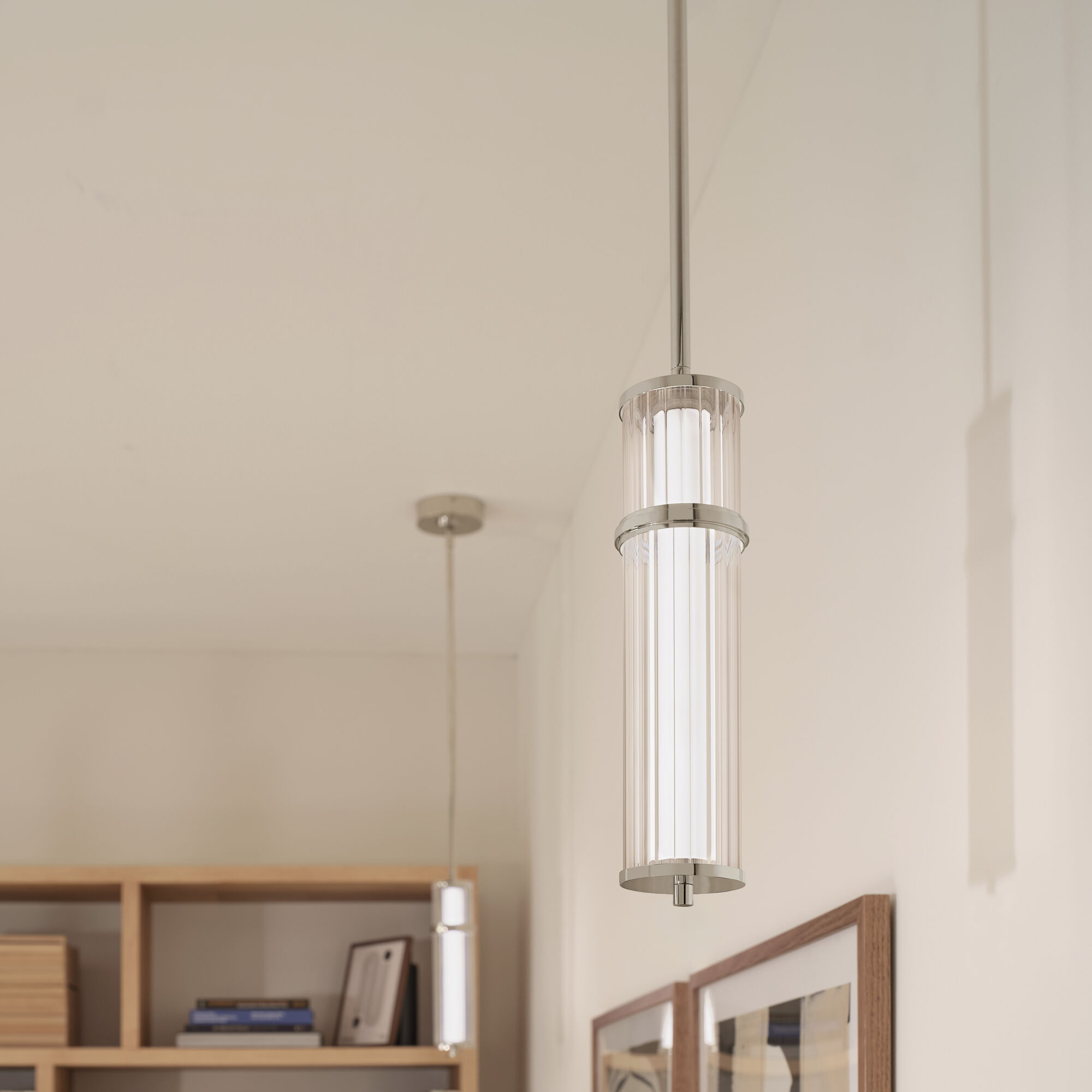 Riven LED Polished Nickel Mini Pendant Ceiling Light