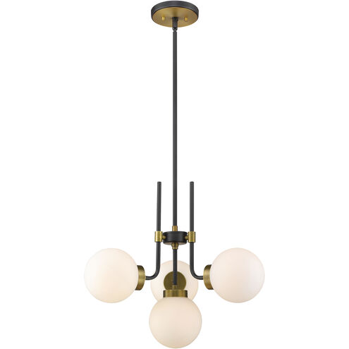 Parsons 4 Light 22 inch Matte Black and Olde Brass Chandelier Ceiling Light