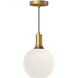 Alora Mood Castilla Pendant Ceiling Light in Aged Gold, Matte Opal Glass