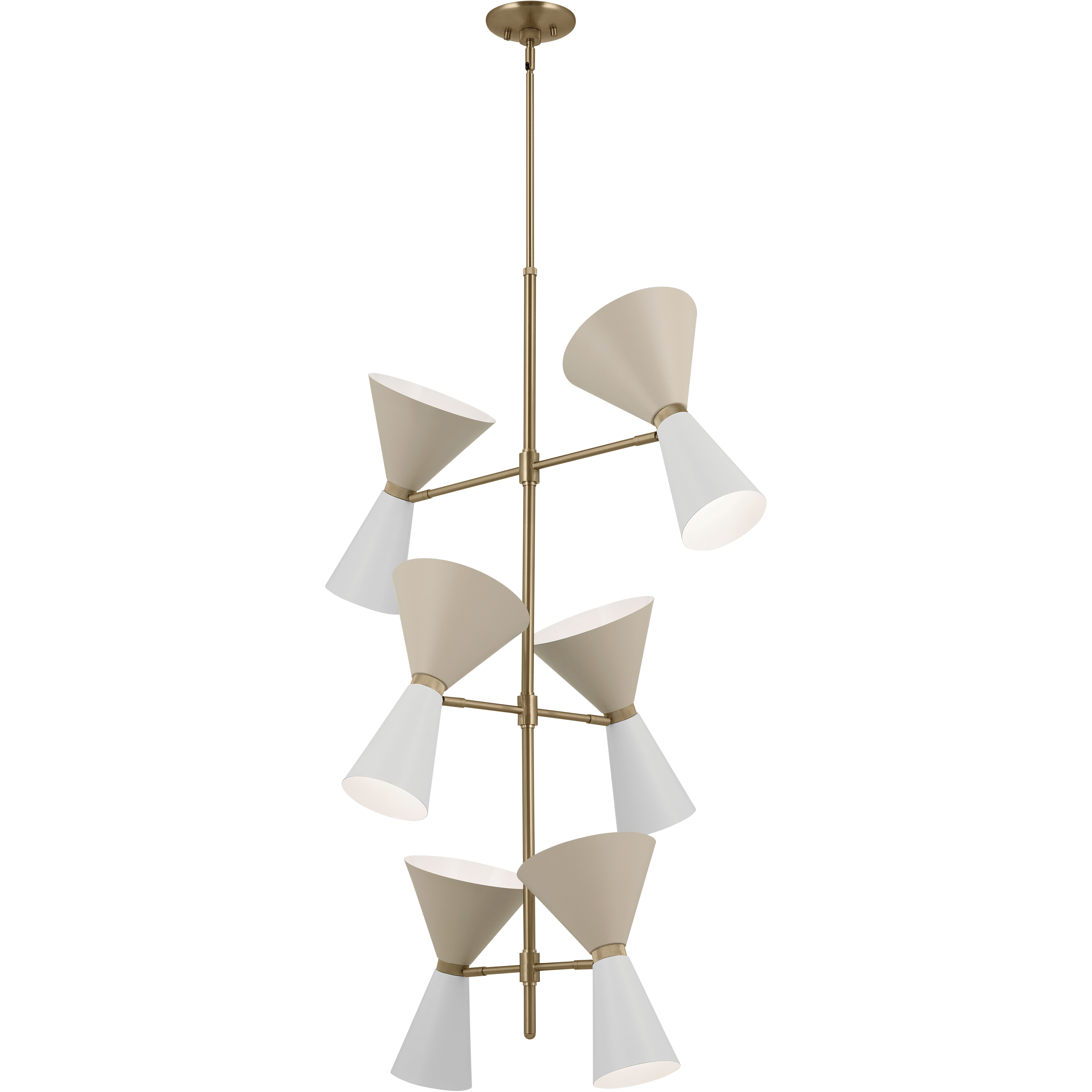 Phix LED 22.5 inch Champagne Bronze with Greige and White Foyer Chandelier Ceiling Light