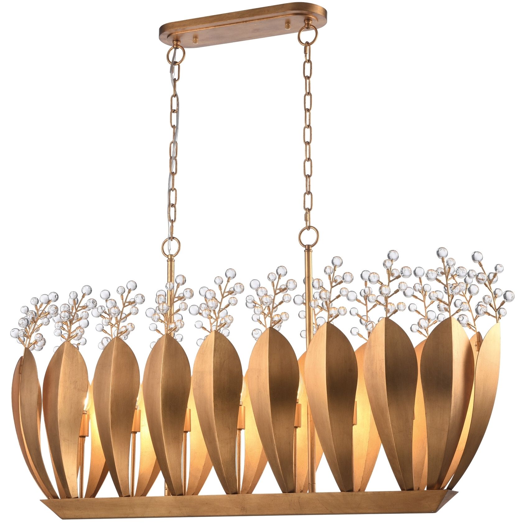 Callista 7 Light 47.5 inch Antique Gold Leaf Linear Chandelier Ceiling Light