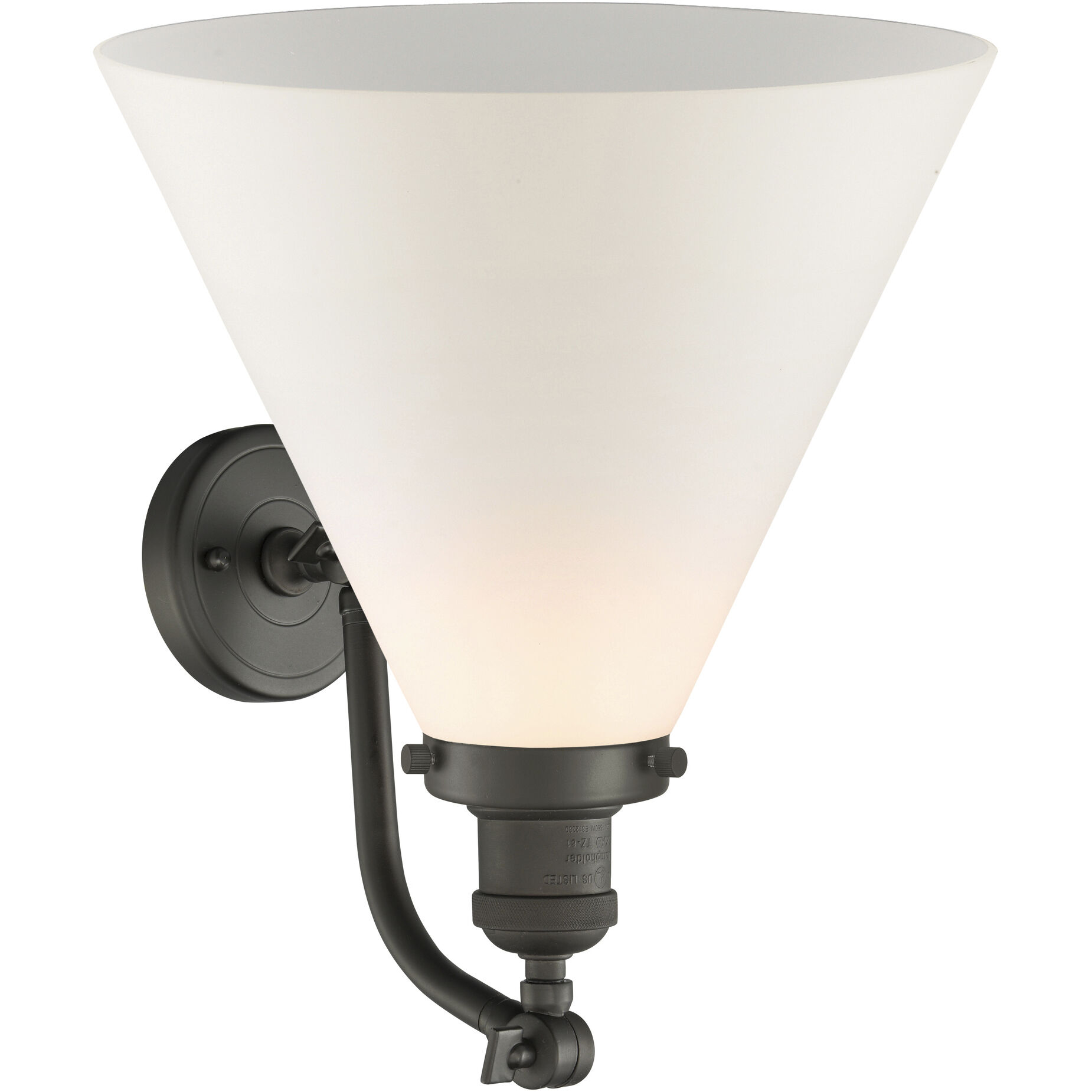Franklin Restoration X-Large Cone 1 Light 12 inch Oil Rubbed Bronze Sconce Wall Light in Matte White Glass, Franklin Restoration