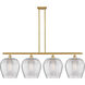 Ballston Norfolk 4 Light 50 inch Satin Gold Island Light Ceiling Light in Clear Glass