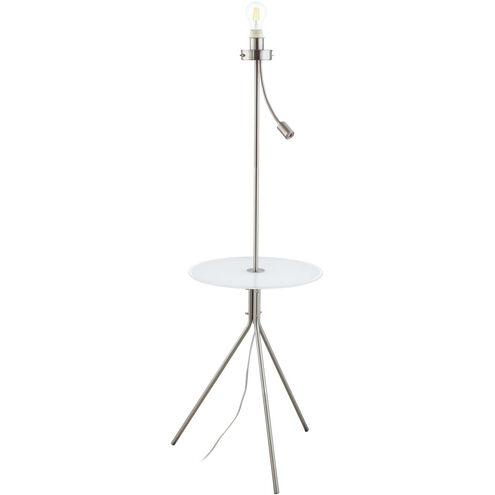 Policara 62.8 inch 60 watt Matte Nickel and White with Clear Floor Lamp Portable Light