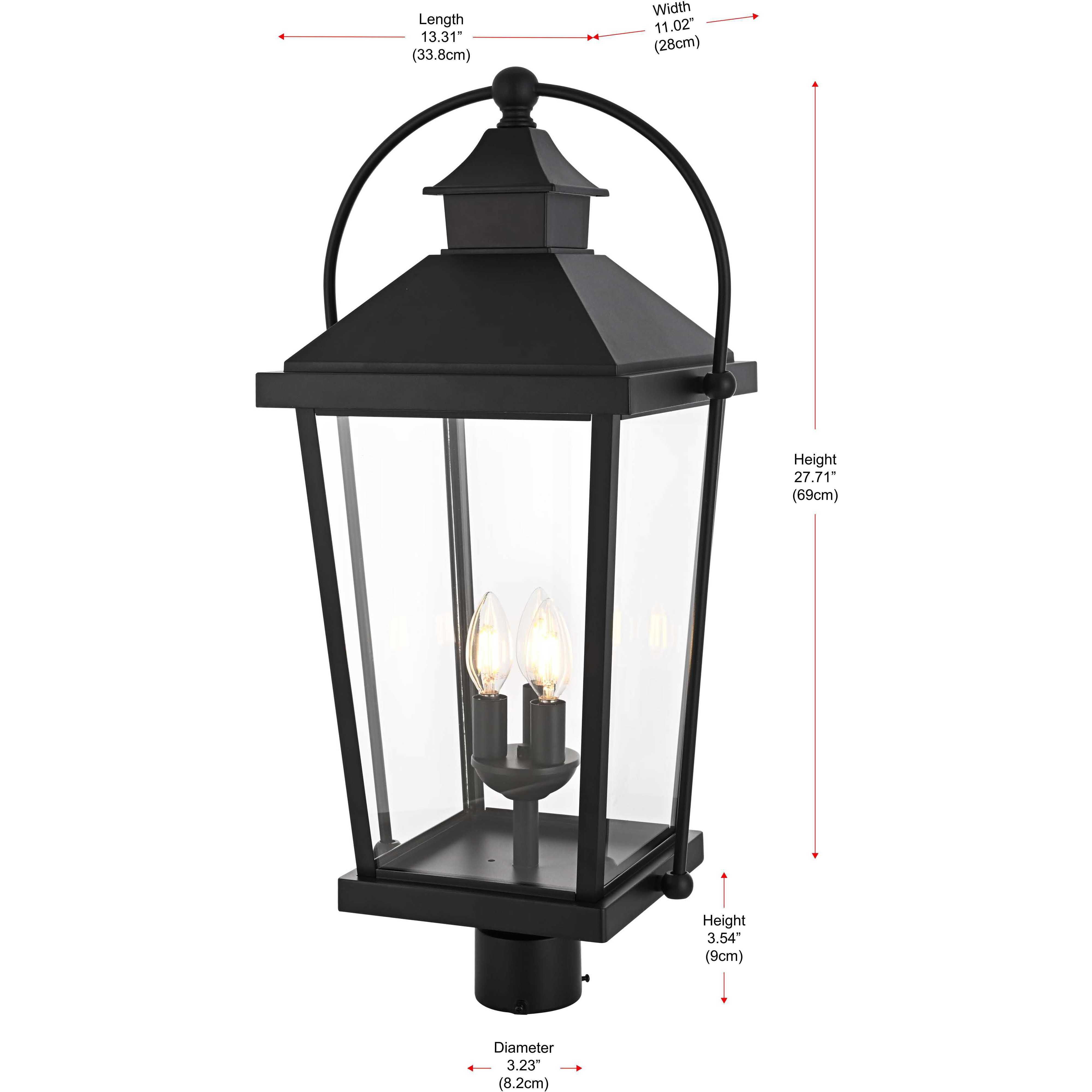 Luz 3 Light 27 inch Black Outdoor Post Light