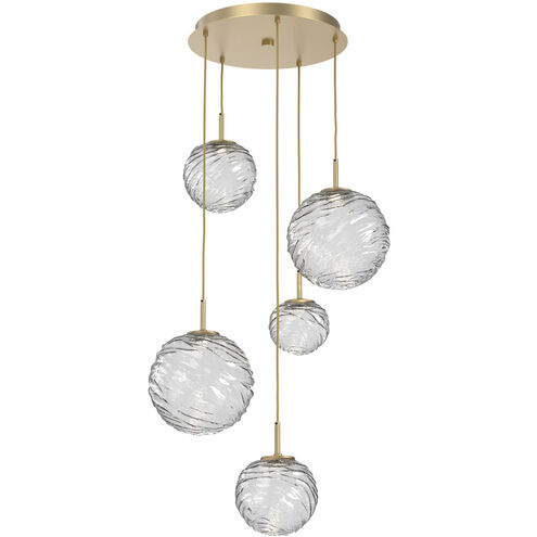 Gaia LED 24 inch Gilded Brass Multi-Pendant Ceiling Light in Clear, 2700K LED