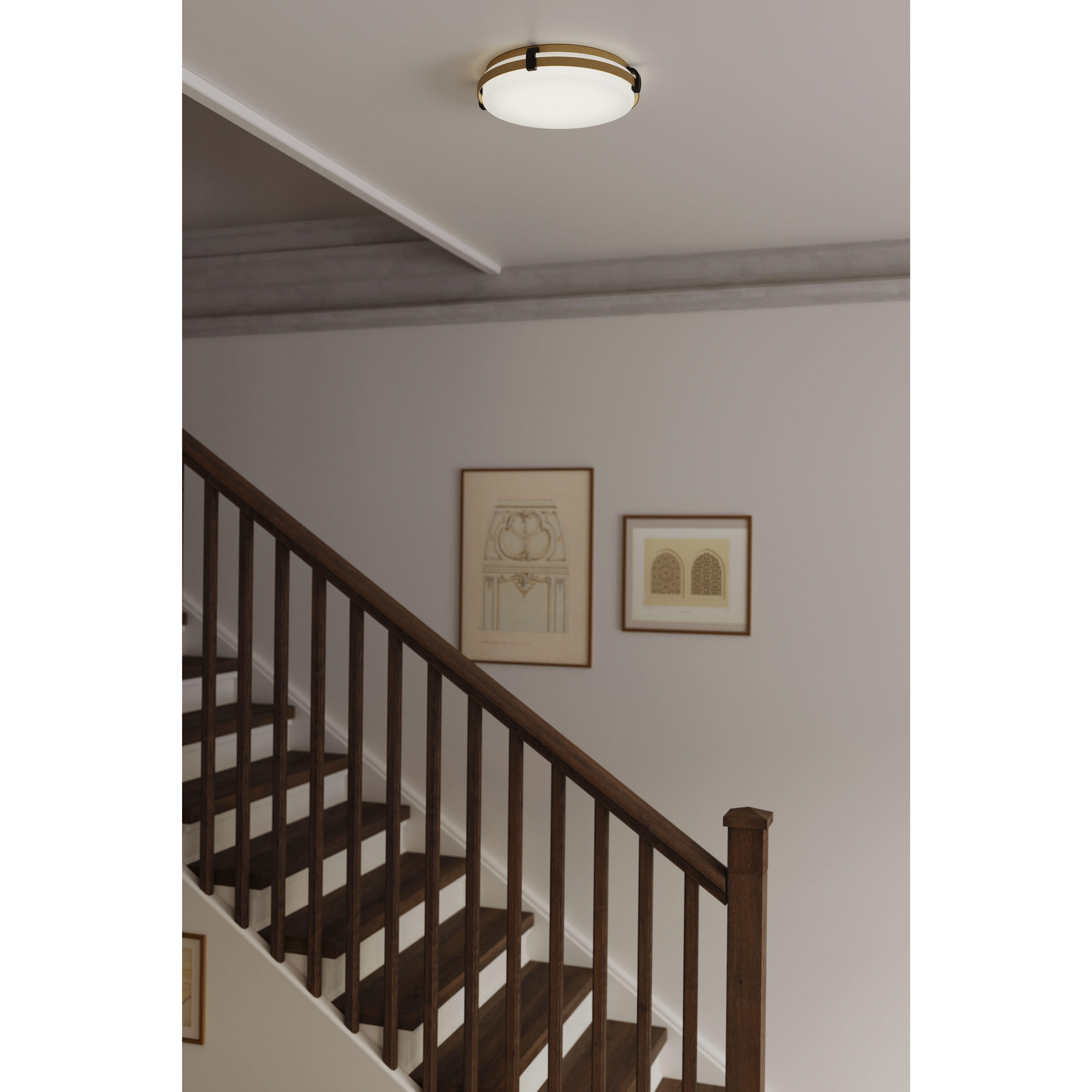 Arclume LED 14.75 inch Legacy Brass and Dark Matte Black Flush Mount Ceiling Light