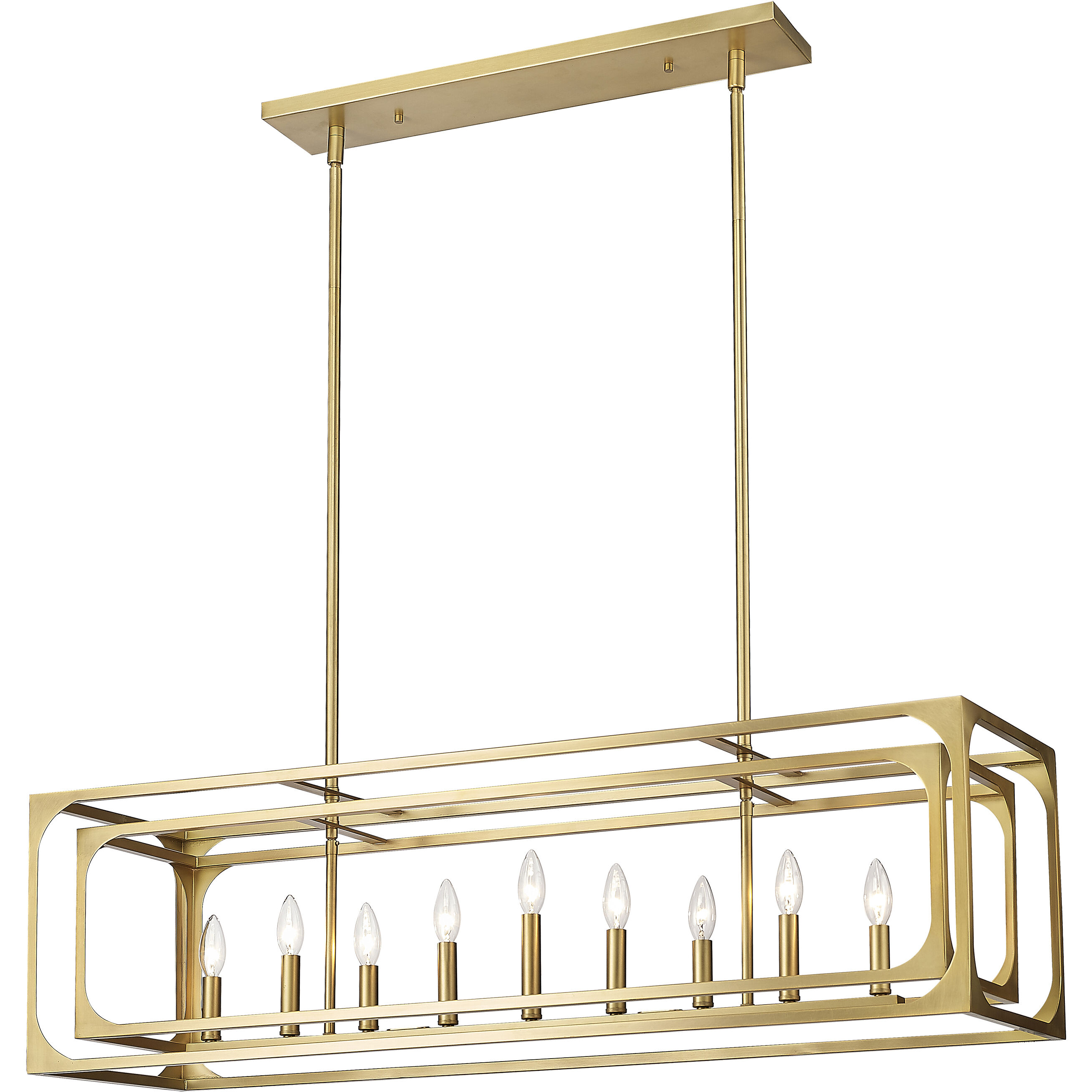 Easton 9 Light 44 inch Rubbed Brass Linear Chandelier Ceiling Light