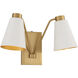 Modern 2 Light 17.5 inch White with Natural Brass Wall Sconce Wall Light