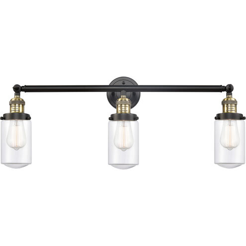 Franklin Restoration Dover 3 Light 31 inch Black Antique Brass Bath Vanity Light Wall Light in Clear Glass, Franklin Restoration