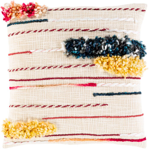 Zena 18 X 18 inch Butter/Cream/White/Beige/Mustard/Navy/Dark Red Pillow Kit, Square