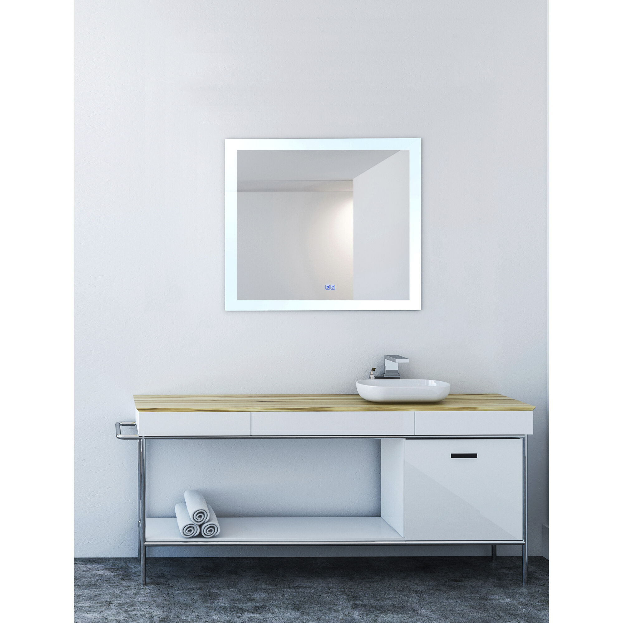 Abigail 40 X 36 inch Matte White Mirror, Rectangle