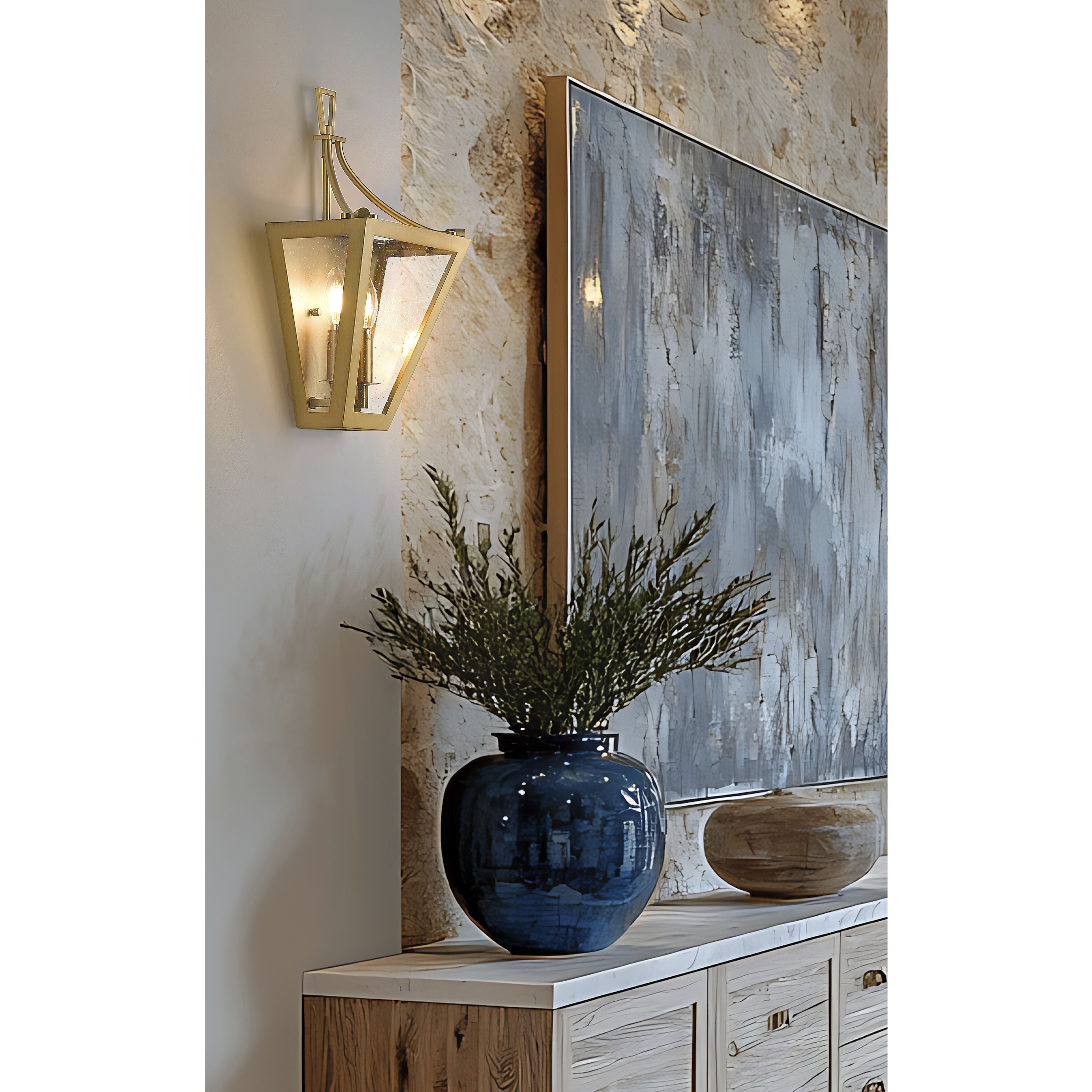 Montalcino Wall Sconce Wall Light in Rubbed Brass