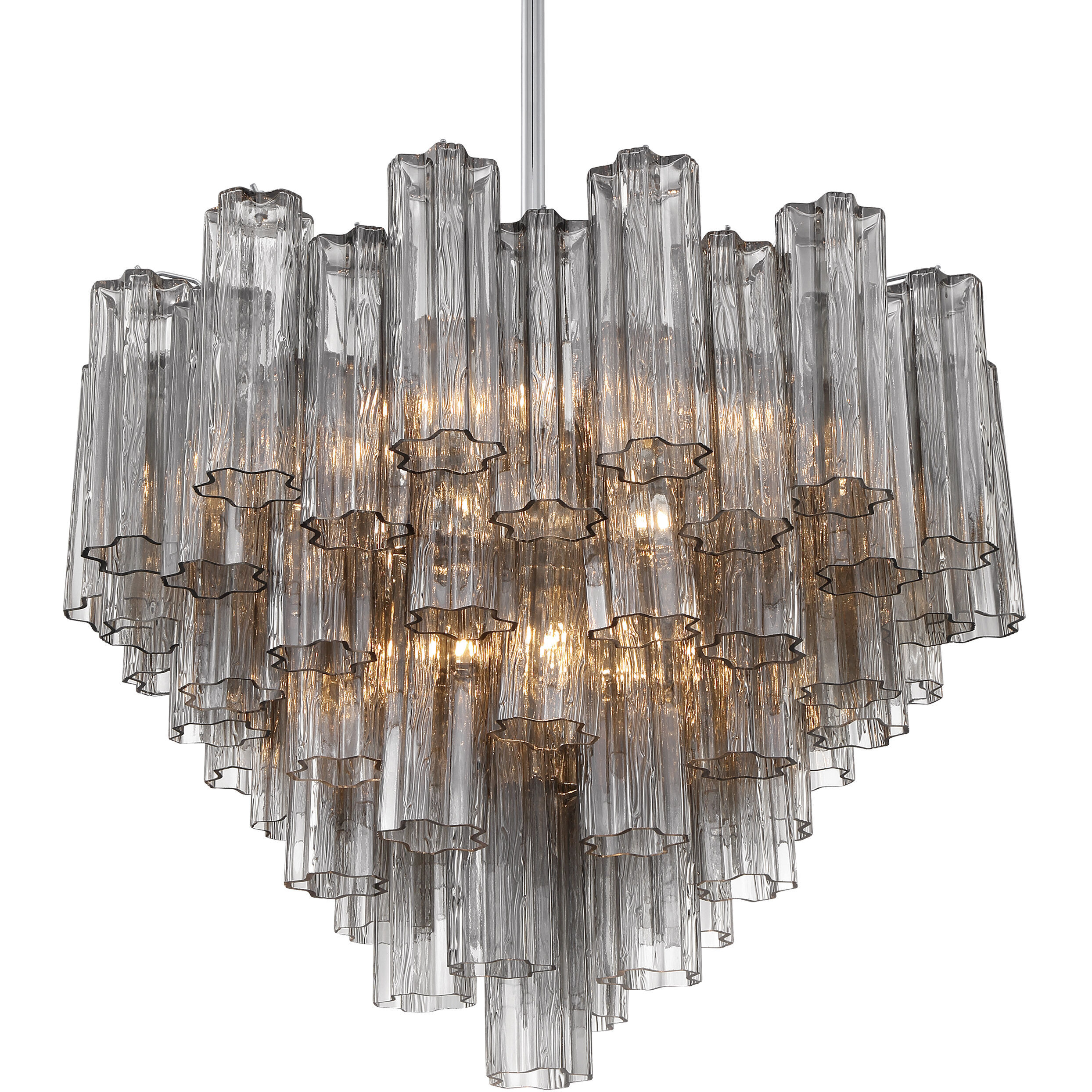 Addis 12 Light 26.75 inch Polished Chrome Chandelier Ceiling Light in Tronchi Glass Smoke