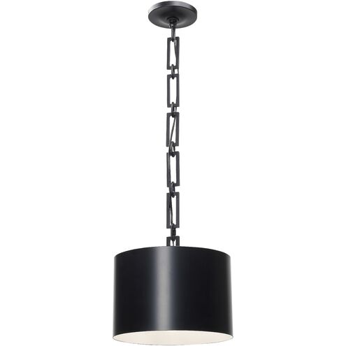 Alston 1 Light 12 inch Matte Black/White Mini Pendant Ceiling Light in Matte Black with White