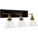 Eustis 3 Light 24 inch Black and Gold Brass Wall Light