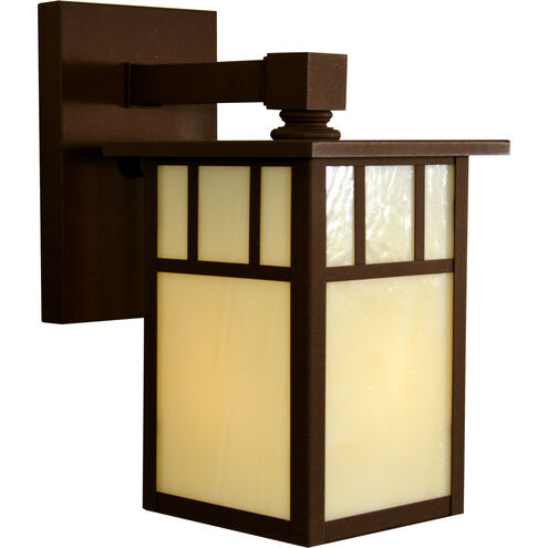 Huntington Outdoor Wall Mount in Satin Black, Amber Mica, Double T-Bar Overlay