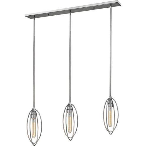 Persis 3 Light 46 inch Old Silver Linear Chandelier Ceiling Light