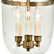 Hundi 3 Light 11 inch Rubbed Brass Bell Jar Pendant Ceiling Light in Satin Brass