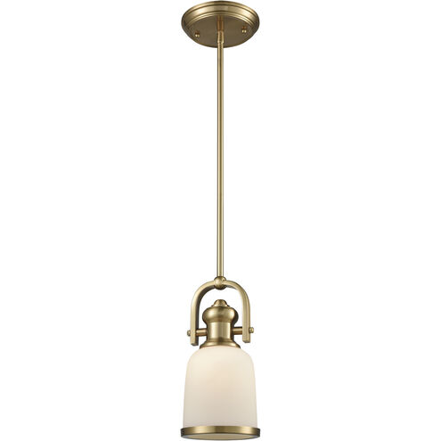 Brooksdale 1 Light 5 inch Satin Brass with White Mini Pendant Ceiling Light