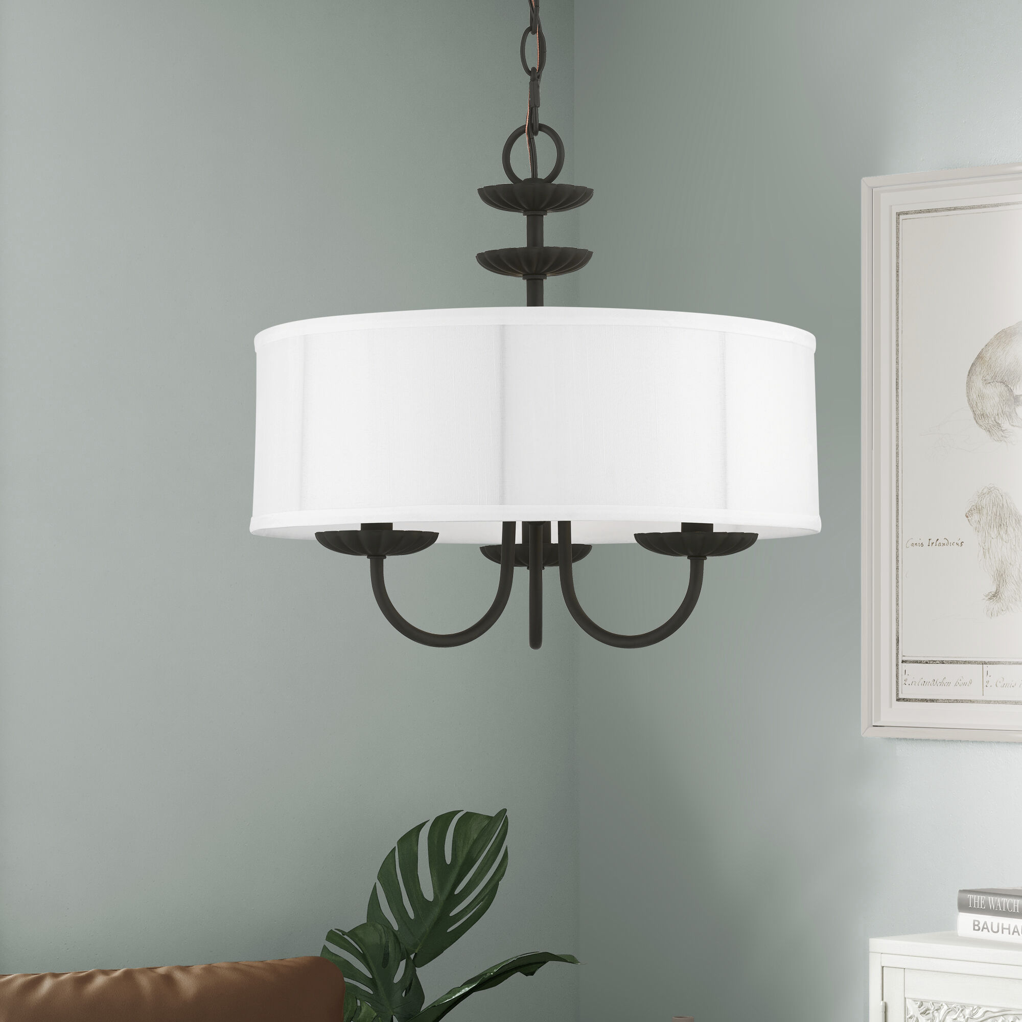 Brookdale 3 Light 16 inch Black Pendant Chandelier Ceiling Light