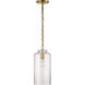 Thomas O'Brien Katie3 1 Light 7 inch Hand-Rubbed Antique Brass Cylinder Pendant Ceiling Light in Seeded Glass