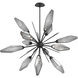 Rock Crystal LED 38.1 inch Matte Black Chandelier Ceiling Light in Chilled Smoke, 2700K LED, Starburst