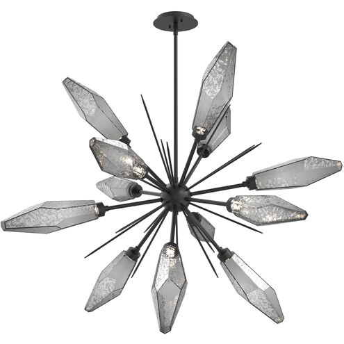 Rock Crystal LED 38.1 inch Matte Black Chandelier Ceiling Light in Chilled Smoke, 2700K LED, Starburst